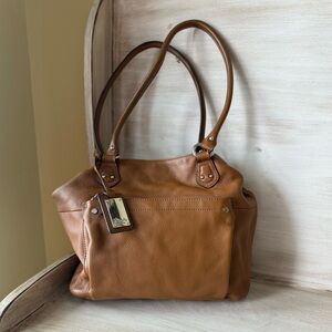 Tignanello Genuine Leather Shoulder Bag Brown Camel